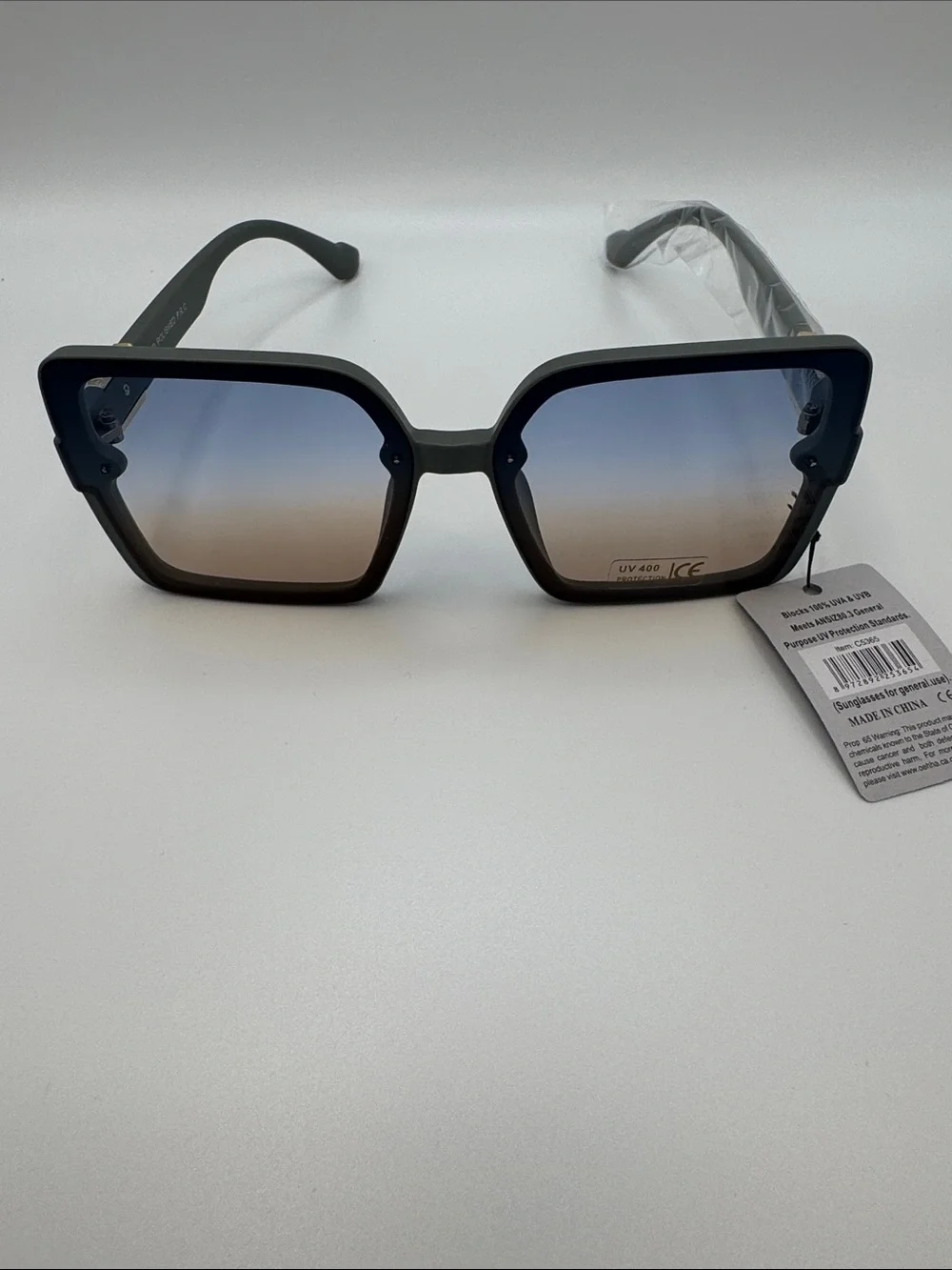 Square Gradient Lens Women's Sunglasses - Black Frame, Brown-Blue Gradient